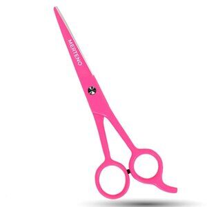 MERTENO Professional Hair Scissors 6.5 Inch Pink Rubber Handle Shears